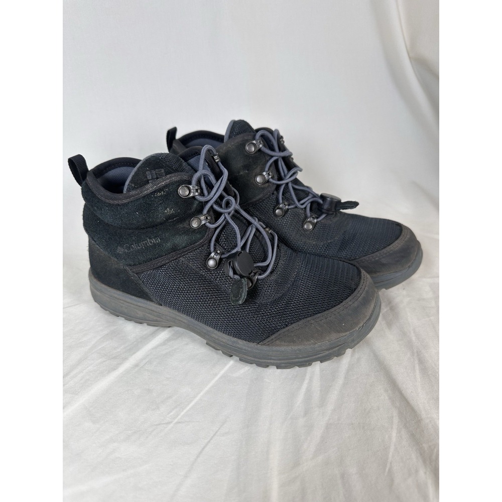 Columbia Waterproof Hiking Boots Black Suede Mesh Lace Up Youth 4 / Womens 4